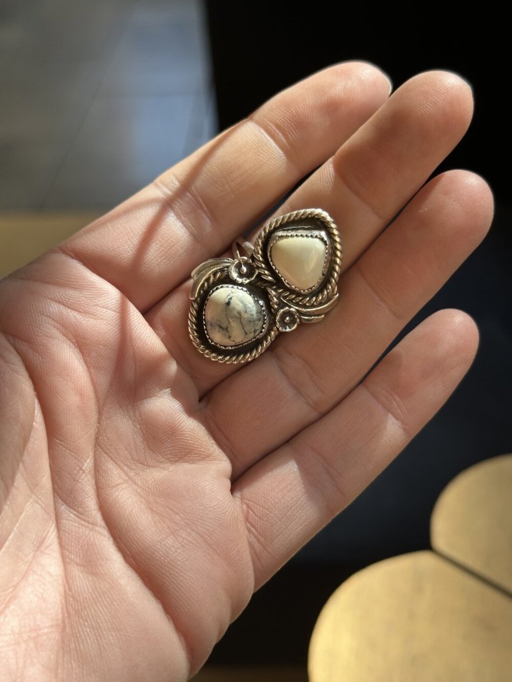 Sage Silver Handmade Sterling White Buffalo Turquoise Statement Ring Size 10